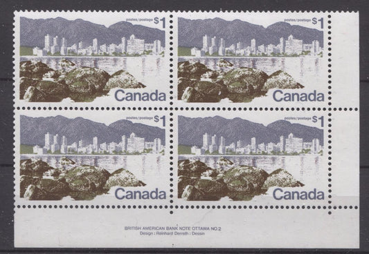Canada #599iii (SG#709) $1 Vancouver 1972-1978 Caricature Issue Perf. 12.5 x 12 LF Paper Type 1 LR VF-84 NH Brixton Chrome 