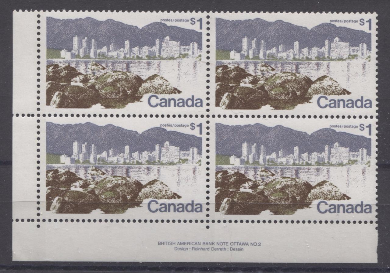 Canada #599iii (SG#709) $1 Vancouver 1972-1978 Caricature Issue Perf. 12.5 x 12 LF Paper Type 3 LL VF-75 NH Brixton Chrome 