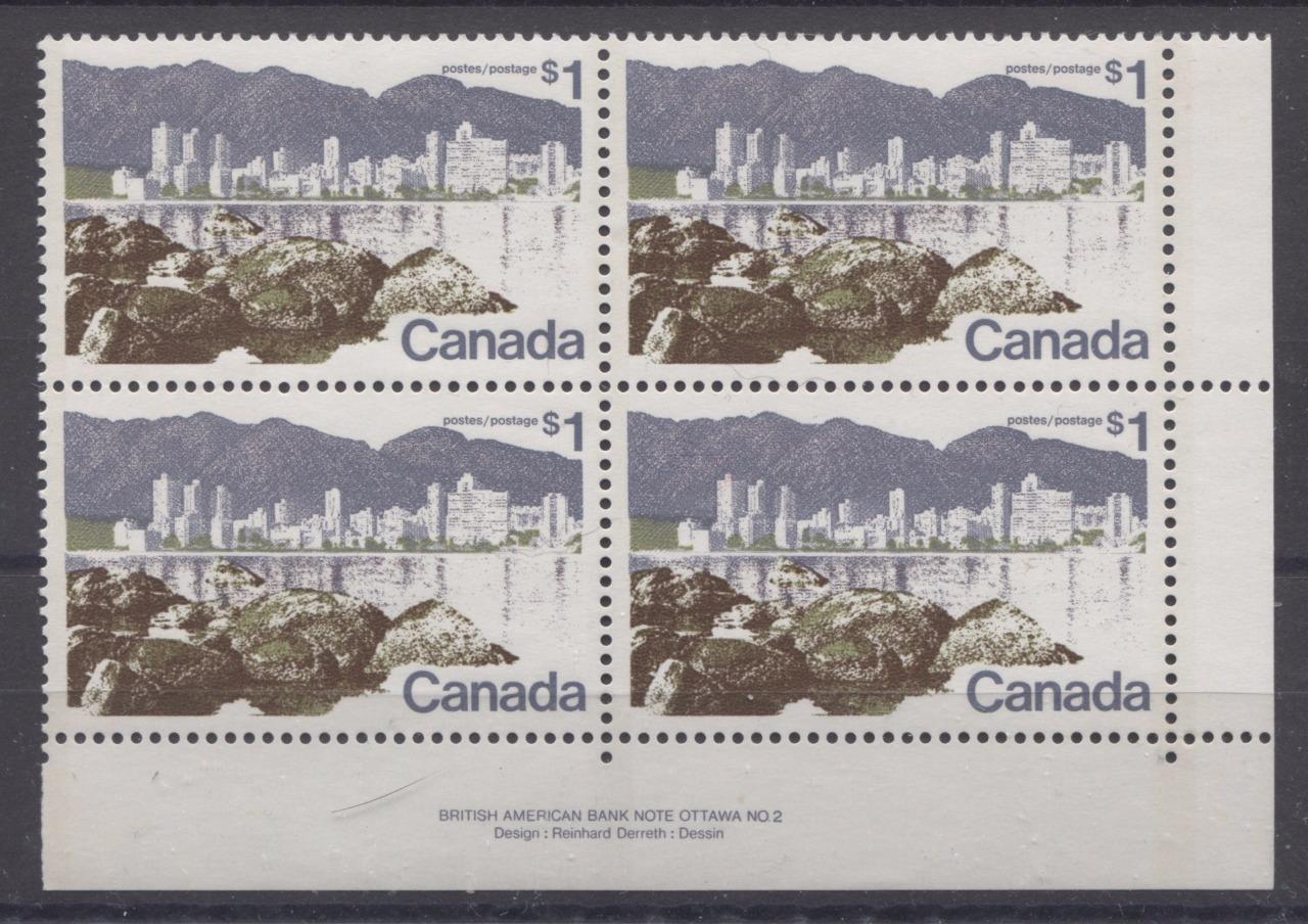 Canada #599iii (SG#709) $1 Vancouver 1972-1978 Caricature Issue Perf. 12.5 x 12 LF Paper Type 3 LR VF-80 NH Brixton Chrome 