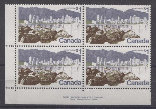 Canada #599iii (SG#709) $1 Vancouver 1972-1978 Caricature Issue Perf. 12.5 x 12 LF Paper Type 4 LL VF-75 NH Brixton Chrome 