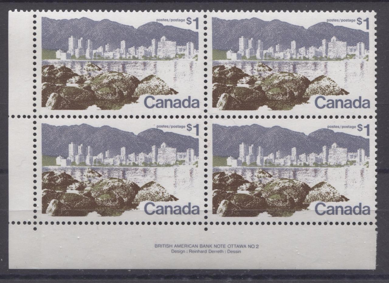 Canada #599iii (SG#709) $1 Vancouver 1972-1978 Caricature Issue Perf. 12.5 x 12 LF Paper Type 5 LL VF-84 NH Brixton Chrome 
