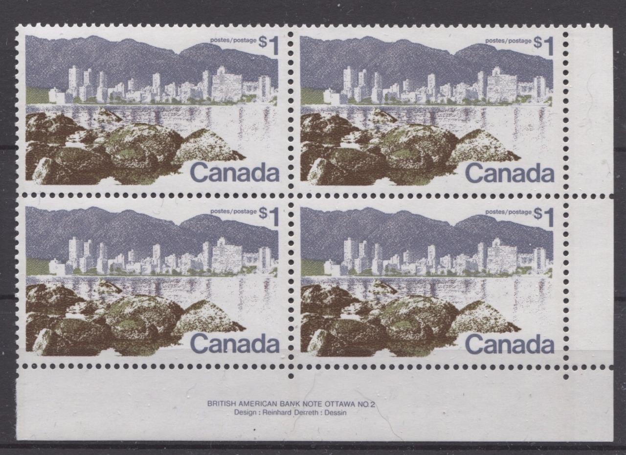 Canada #599iii (SG#709) $1 Vancouver 1972-1978 Caricature Issue Perf. 12.5 x 12 LF Paper Type 5 LR VF-75 NH Brixton Chrome 