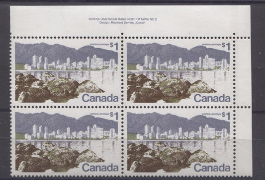 Canada #599iii (SG#709) $1 Vancouver 1972-1978 Caricature Issue Perf. 12.5 x 12 LF Paper Type 7 UR VF-84 NH Brixton Chrome 