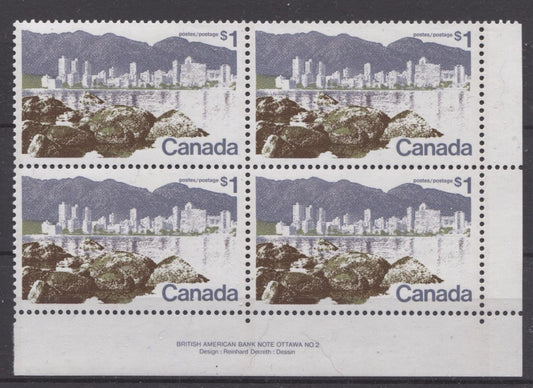 Canada #599iii (SG#709) $1 Vancouver 1972-1978 Caricature Issue Perf. 12.5 x 12 LF Paper Type 9 LR VF-75 NH Brixton Chrome 