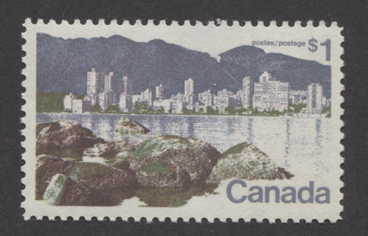 Canada #600 (SG#707) $1 Vancouver 1972-1978 Caricature Issue Paper Type 1 VF-84 NH Brixton Chrome 
