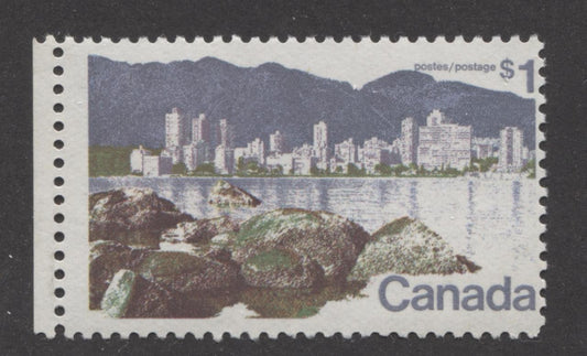 Canada #600 (SG#707) $1 Vancouver 1972-1978 Caricature Issue Paper Type 10 F-70 NH Brixton Chrome 