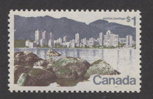 Canada #600 (SG#707) $1 Vancouver 1972-1978 Caricature Issue Paper Type 10 VF-80 NH Brixton Chrome 