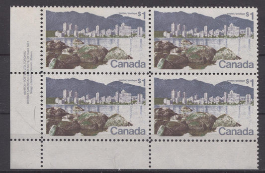 Canada #600 (SG#707) $1 Vancouver 1972-1978 Caricature Issue Paper Type 11 LL VF-84 NH Brixton Chrome 