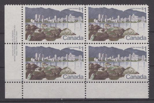 Canada #600 (SG#707) $1 Vancouver 1972-1978 Caricature Issue Paper Type 12 LL VF-75 NH Brixton Chrome 