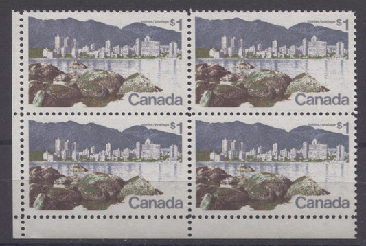 Canada #600 (SG#707) $1 Vancouver 1972-1978 Caricature Issue Paper Type 3 Blank LL VF-80 NH Brixton Chrome 