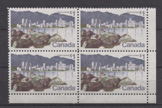 Canada #600 (SG#707) $1 Vancouver 1972-1978 Caricature Issue Paper Type 3 Blank LR VF-80 NH Brixton Chrome 