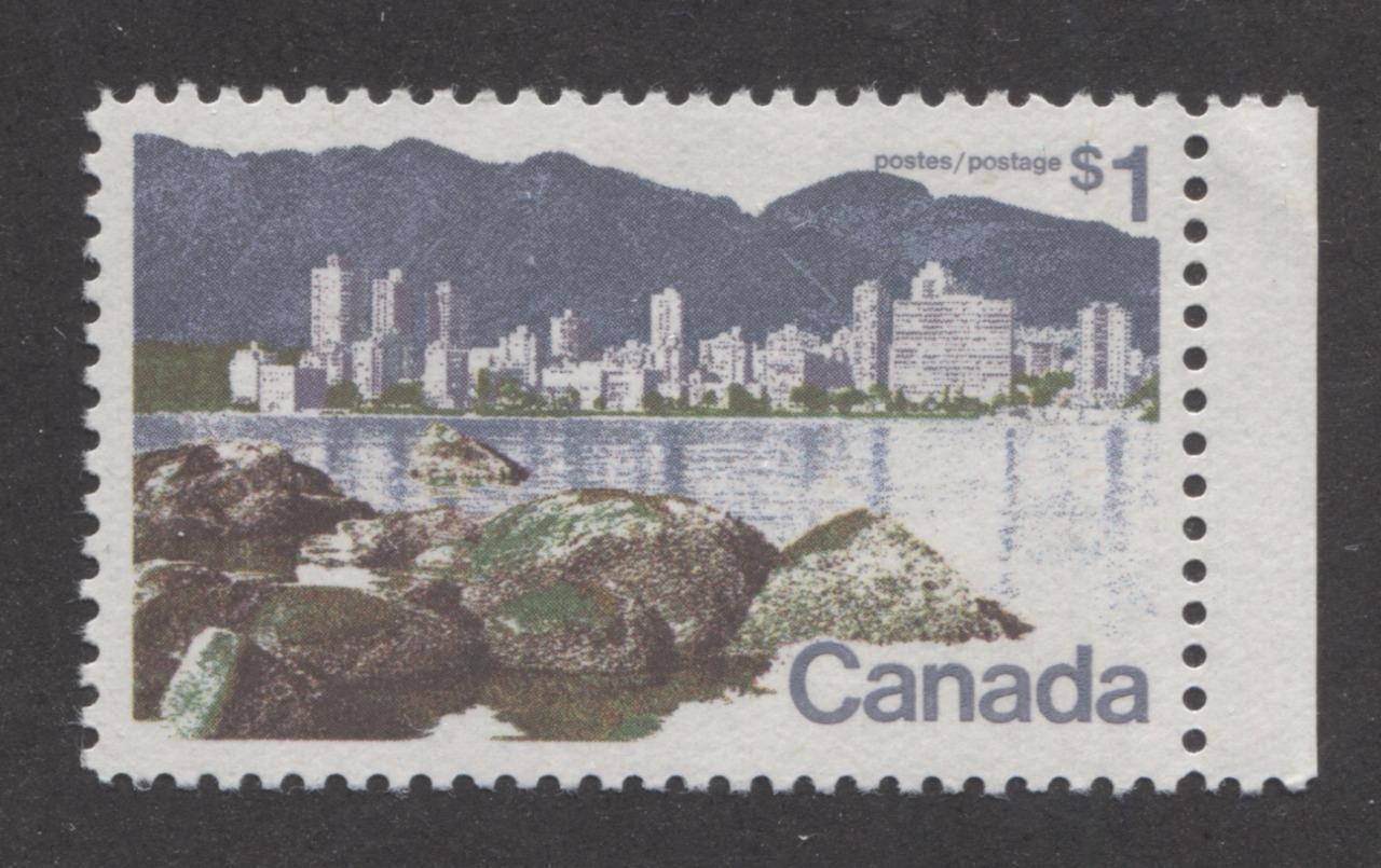 Canada #600 (SG#707) $1 Vancouver 1972-1978 Caricature Issue Paper Type 4 VF-78 NH Brixton Chrome 