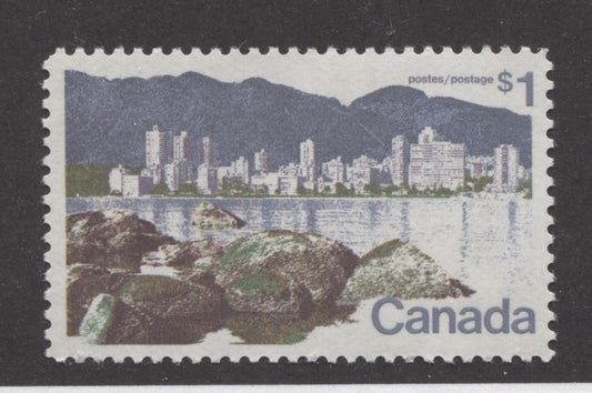 Canada #600 (SG#707) $1 Vancouver 1972-1978 Caricature Issue Paper Type 5 VF-79 NH Brixton Chrome 