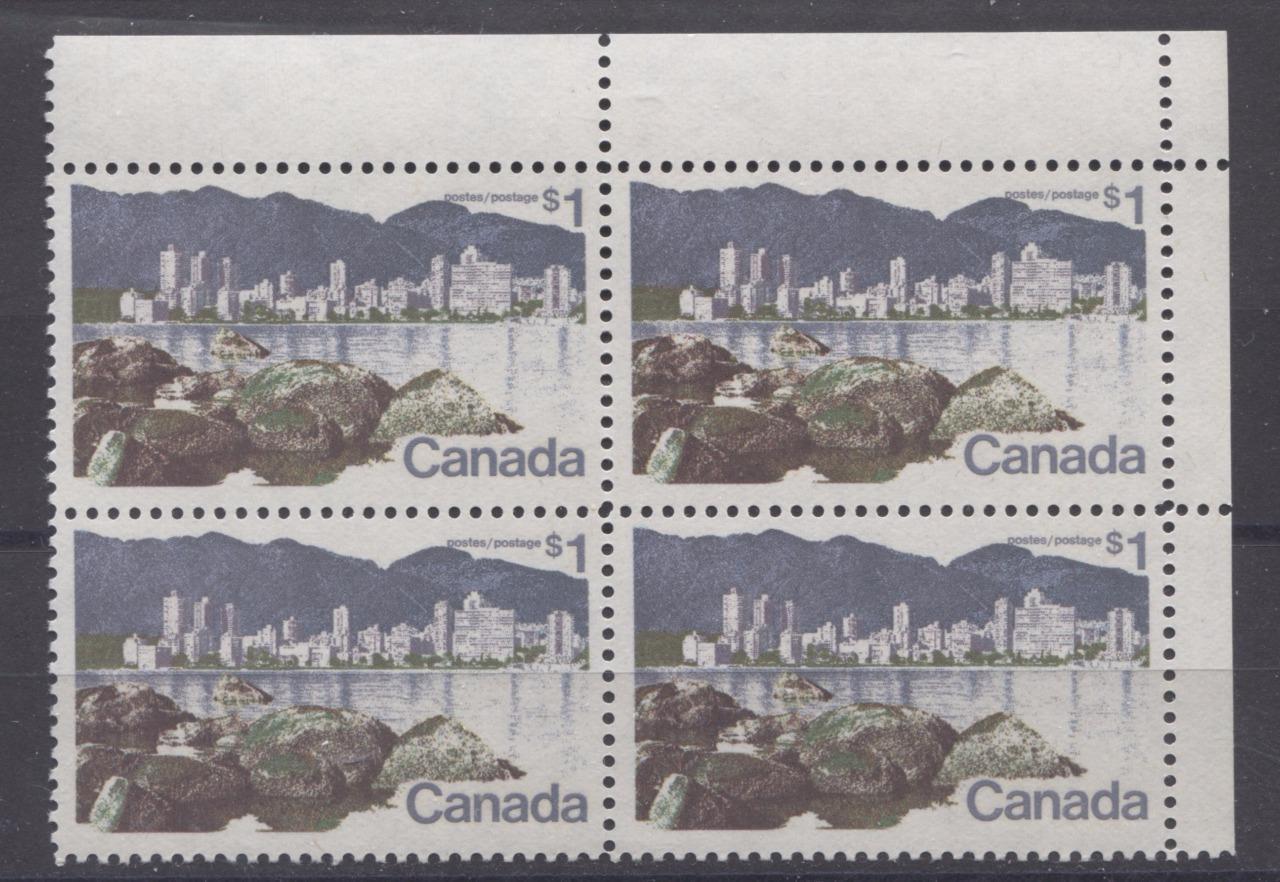 Canada #600 (SG#707) $1 Vancouver 1972-1978 Caricature Issue Paper Type 8 Blank UR VF-75 NH Brixton Chrome 