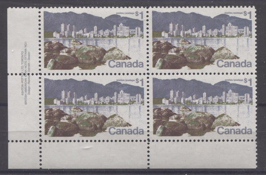 Canada #600 (SG#707) $1 Vancouver 1972-1978 Caricature Issue Paper Type 8 LL VF-80 NH Brixton Chrome 