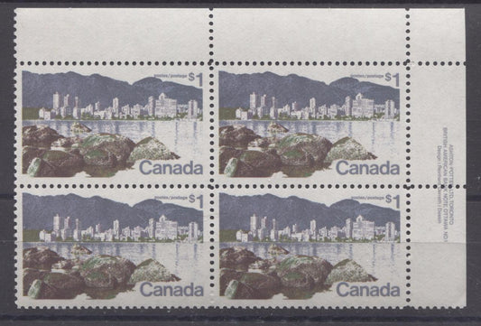 Canada #600 (SG#707) $1 Vancouver 1972-1978 Caricature Issue Paper Type 8 UR VF-75 NH Brixton Chrome 