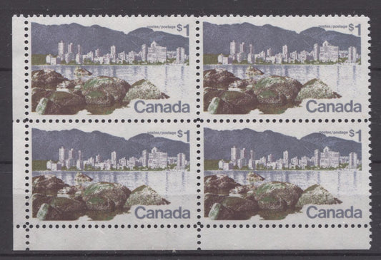 Canada #600 (SG#707) $1 Vancouver 1972-1978 Caricature Issue Paper Type 9 Blank LL F-70 NH Brixton Chrome 
