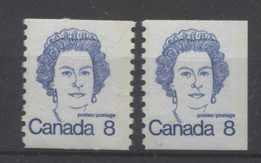 Canada #604 (SG#710) 8c Royal Blue Queen Elizabeth II 1972-1978 Caricature Issue Coil LF Paper Type 2 F-70 NH Brixton Chrome 
