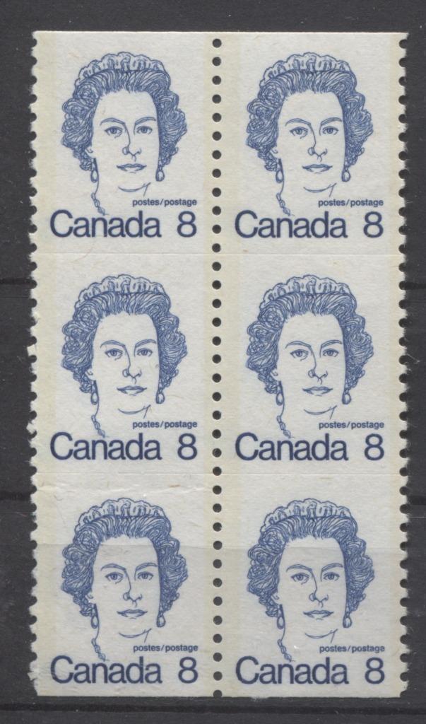 Canada #604 (SG#710) 8c Royal Blue Queen Elizabeth II 1972-1978 Caricature Issue Coil Unservered Block LF Paper Type 1 VF-75 NH Brixton Chrome 