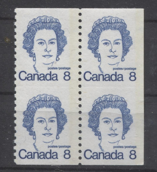 Canada #604ix (SG#710) 8c Royal Blue Queen Elizabeth II 1972-1978 Caricature Issue Coil Unservered Block MF Paper Type 1 F-70 NH Brixton Chrome 