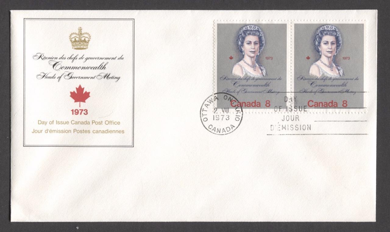 Canada #620i (SG#759a) 8c Multicoloured Queen Elizabeth II 1973 Royal Visit Issue "HB" Paper Pair on FDC SUP-97 Brixton Chrome 