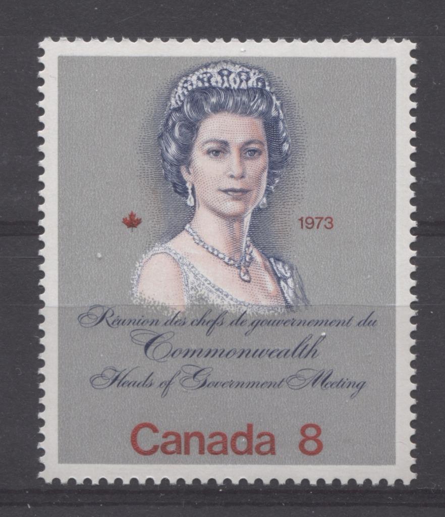 Canada #620i (SG#759a) 8c Multicoloured Queen Elizabeth II 1973 Royal Visit Issue Scarce "Hibrite" Paper Deep Pink Face VF-79 NH Brixton Chrome 