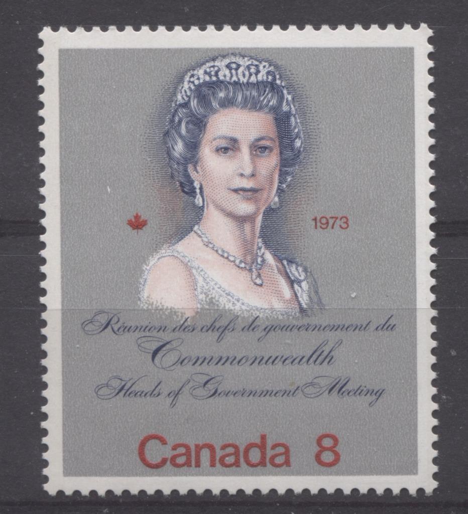 Canada #620i (SG#759a) 8c Multicoloured Queen Elizabeth II 1973 Royal Visit Issue Scarce "Hibrite" Paper Deep Pink Face VF-80 NH Brixton Chrome 