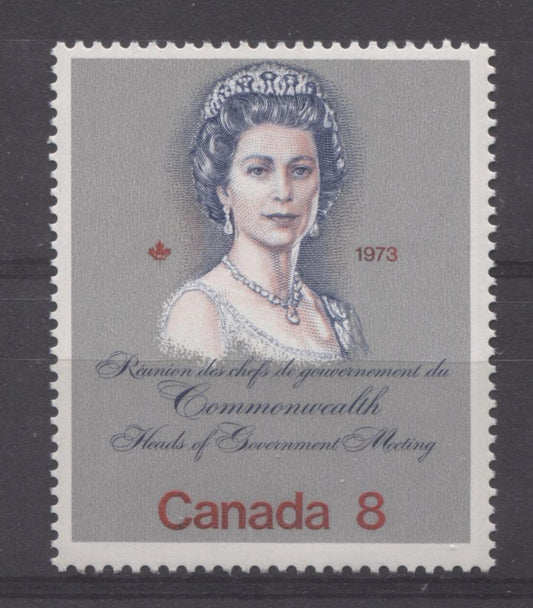 Canada #620i (SG#759a) 8c Multicoloured Queen Elizabeth II 1973 Royal Visit Issue Scarce "Hibrite" Paper Type 1 F-70 NH Brixton Chrome 