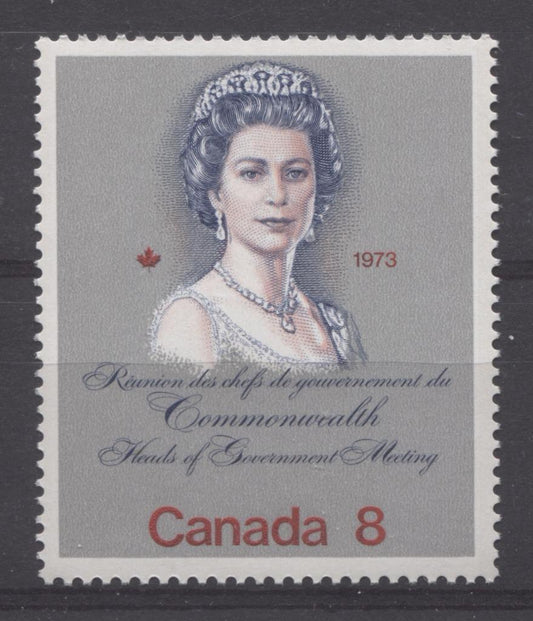 Canada #620i (SG#759a) 8c Multicoloured Queen Elizabeth II 1973 Royal Visit Issue Scarce "Hibrite" Paper Type 1 F-70 NH Brixton Chrome 