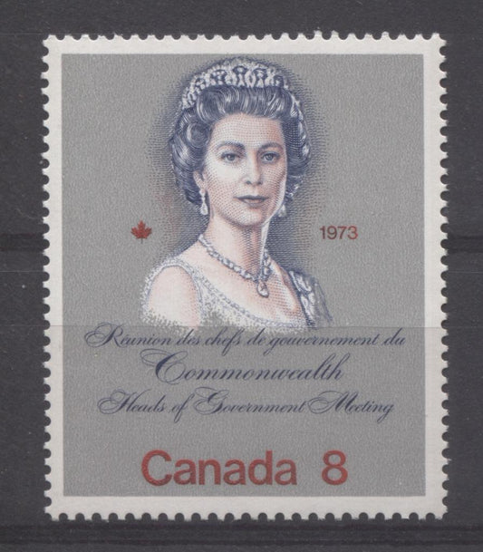 Canada #620i (SG#759a) 8c Multicoloured Queen Elizabeth II 1973 Royal Visit Issue Scarce "Hibrite" Paper Type 1 VF-75 NH Brixton Chrome 