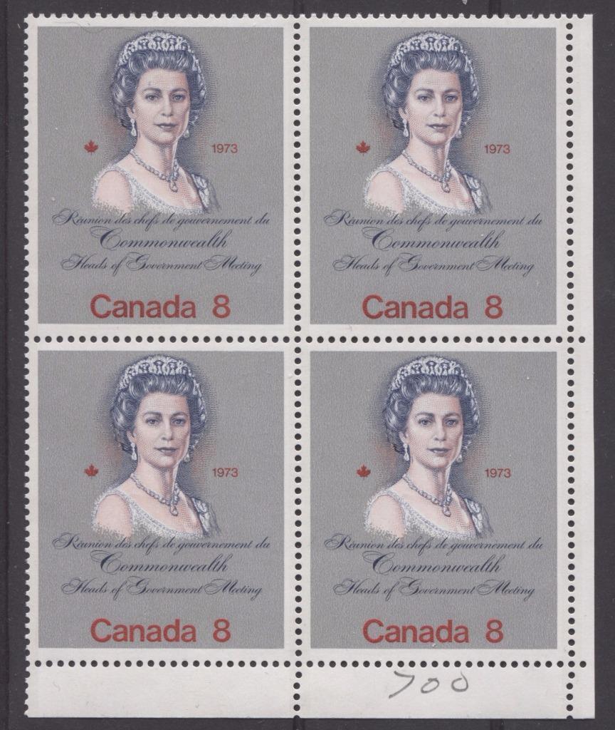 Canada #620ii (SG#759) 8c Multicoloured Queen Elizabeth II 1973 Royal Visit Issue "F" Paper Type 2 LR Block VF-80 NH Brixton Chrome 