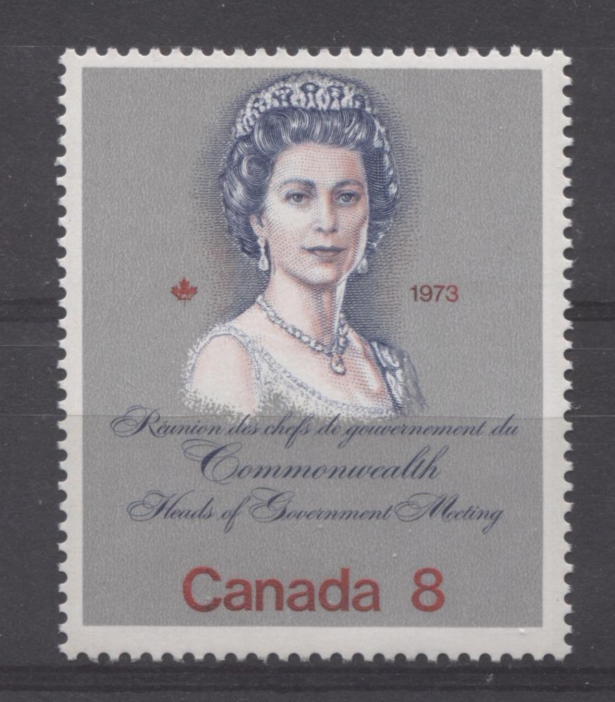 Canada #620ii (SG#759) 8c Multicoloured Queen Elizabeth II 1973 Royal Visit Issue Unlisted "MF" Paper Type 8 F-70 NH Brixton Chrome 