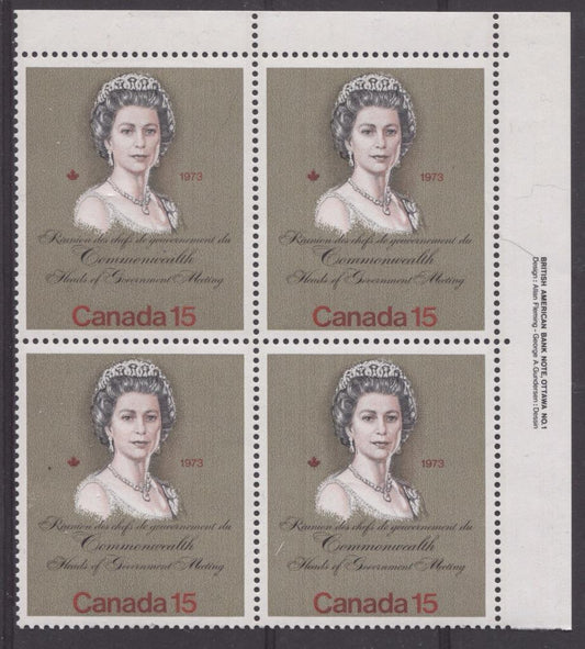 Canada #621iii (SG#760) 15c Multicoloured Queen Elizabeth II 1973 Royal Visit Issue"MF" Paper Type 1 UR VF-80 NH Brixton Chrome 