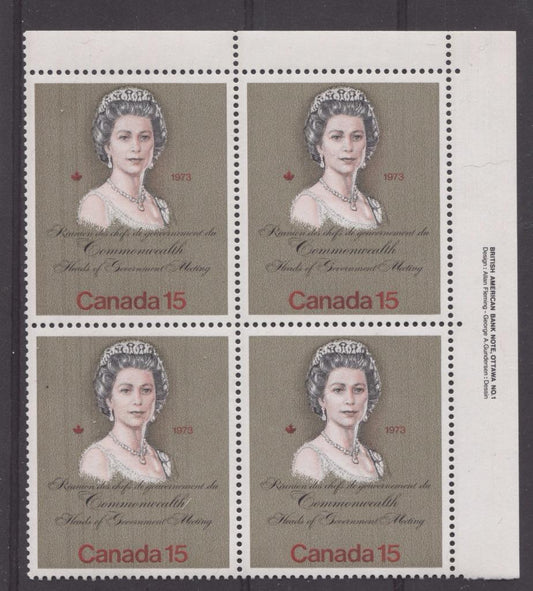 Canada #621iii (SG#760) 15c Multicoloured Queen Elizabeth II 1973 Royal Visit Issue"MF" Paper Type 1 UR VF-84 NH Brixton Chrome 