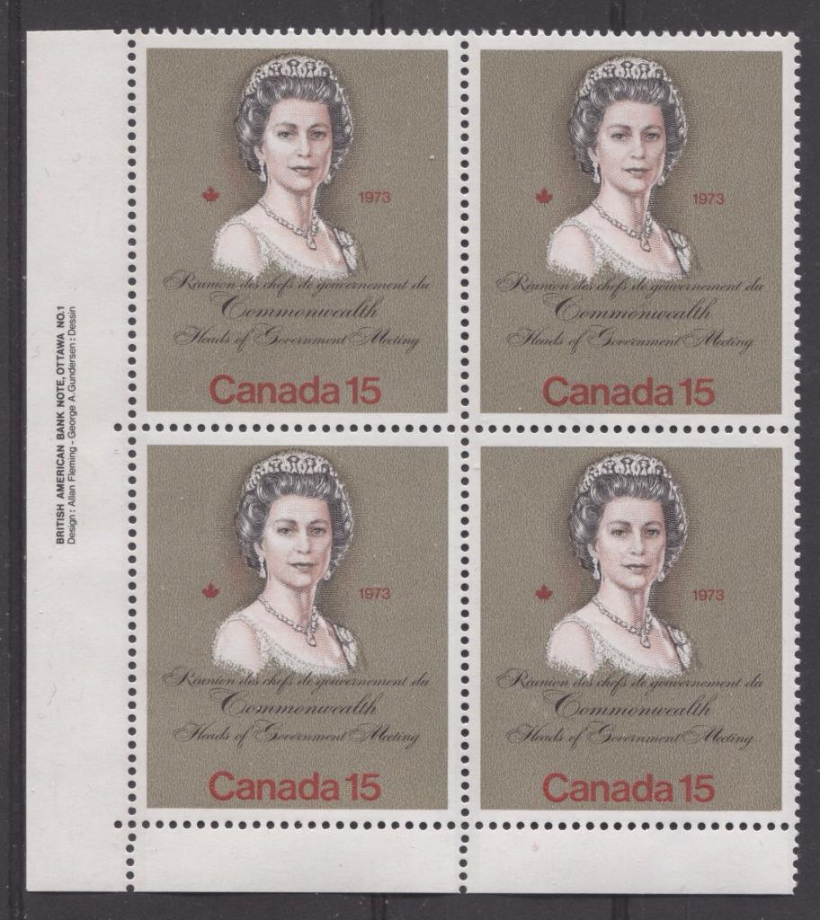 Canada #621iii (SG#760) 15c Multicoloured Queen Elizabeth II 1973 Royal Visit Issue"MF" Paper Type 2 LL Plate Block VF-84 NH Brixton Chrome 