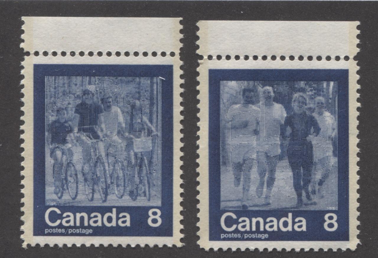 Canada #630-631 (#769-770) 8c Dark Blue 1974 Summer Sports Issue "Jogging & Cycling" Paper/Tag Type 1 VF-80 NH Brixton Chrome 