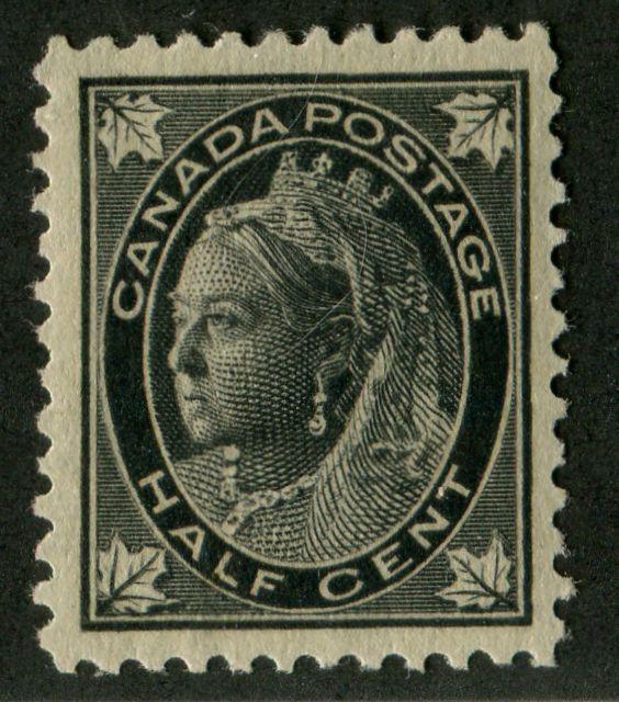 Canada #66 (SG#142) 1/2c Black 1897-1898 Maple Leaf Issue Re-Entry in Leaves VF-80 OG Brixton Chrome 
