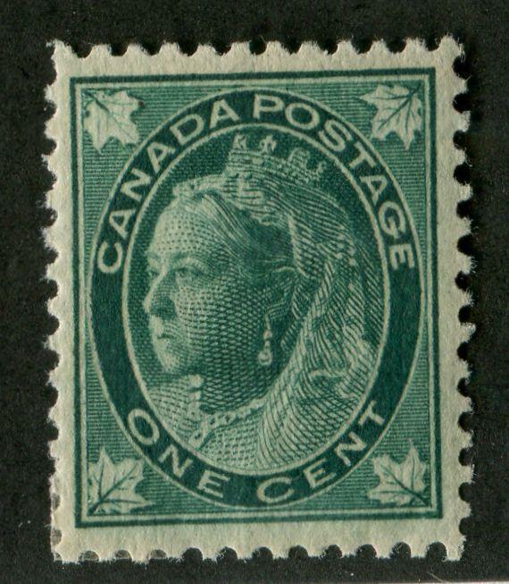 Canada #67 (SG#143) 1c Deep Blue Green 1897-1898 Maple Leaf Issue Vertical Wove Paper VF-80 OGHR Brixton Chrome 