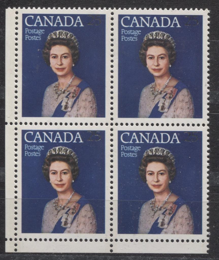 Canada #704 (SG#855) 25c Multicoloured Queen Elizabeth II 1977 Silver Jubilee Issue Paper Type 5 Blank LL Block VF-84 NH Brixton Chrome 