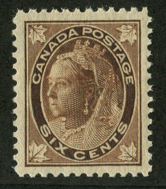 Canada #71 (SG#147) 6c Brown 1897-1898 Maple Leaf Issue on Vertical Wove Paper VF-84 LH Brixton Chrome 