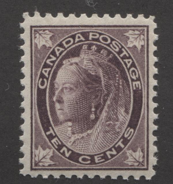 Canada #73 (SG#149) 10c Brown Violet 1897-98 Maple Leaf Issue Vertical Wove VF-80 LH Brixton Chrome 