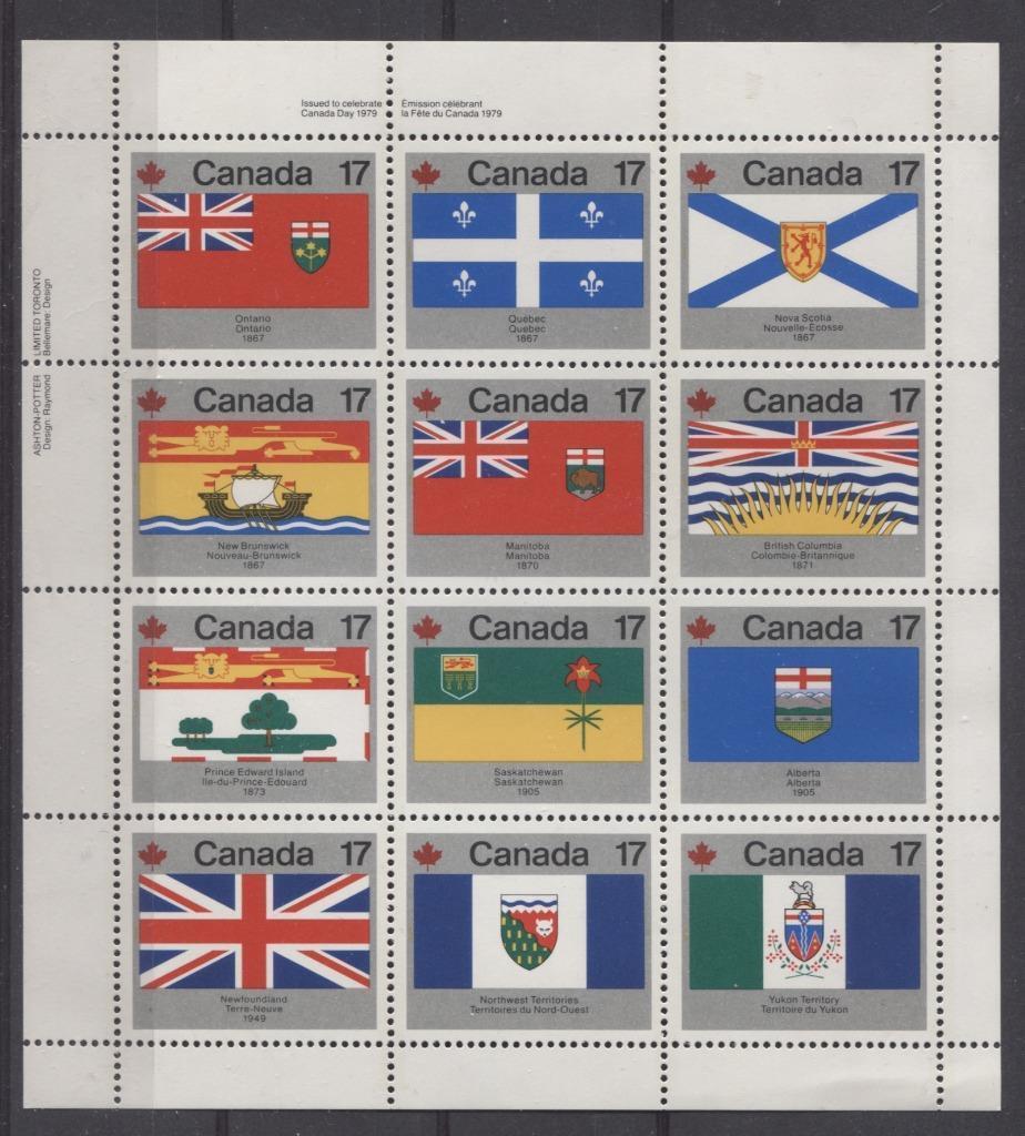 Canada #832a (SG#944ab) $2.04 1979 Canada Day Issue UL Miniature Pane of 12 DF-fl Paper VF-80 NH Brixton Chrome 