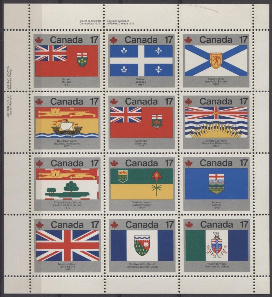 Canada #832a (SG#944ab) $2.04 1979 Canada Day Issue UL Miniature Pane of 12 DF Paper VF-84 NH Brixton Chrome 