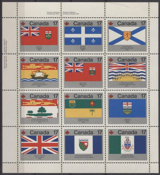 Canada #832a (SG#944ab) $2.04 1979 Canada Day Issue UL Miniature Pane of 12 LF Paper VF-84 NH Brixton Chrome 