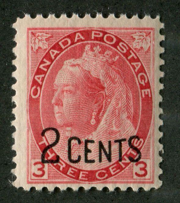 Canada #88 (SG#172) 2c on 3c Bright Carmine-Red 1899 Surcharges F-70 NH Brixton Chrome 