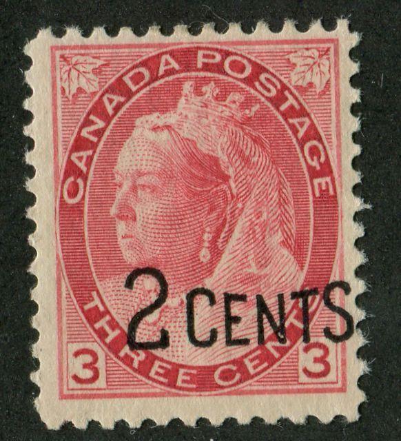 Canada #88 (SG#172) 2c on 3c Dull Carmine-Red 1899 Surcharges F-70 OG Brixton Chrome 
