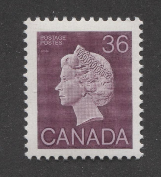 Canada #926A (SG#1162) 36c Plum Queen Elizabeth II 1982-1987 Artifacts Issue Vertical Wove Harrison Paper NF/DF-fl Deep Yellow Tagging F-70 NH Brixton Chrome 