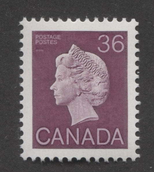 Canada #926A (SG#1162) 36c Plum Queen Elizabeth II 1982-1987 Artifacts Issue Vertical Wove Harrison Paper NF/DF-fl Deep Yellow Tagging VF-80 NH Brixton Chrome 