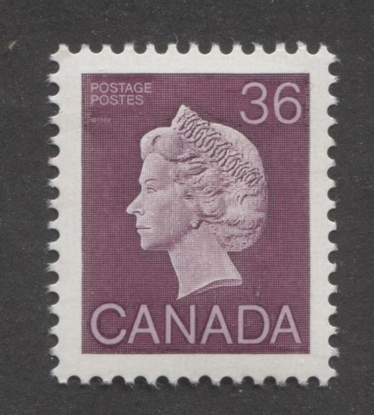 Canada #926A (SG#1162) 36c Plum Queen Elizabeth II 1982-1987 Artifacts Issue Vertical Wove Harrison Paper NF/DF-fl Deep Yellow Tagging VF-84 NH Brixton Chrome 