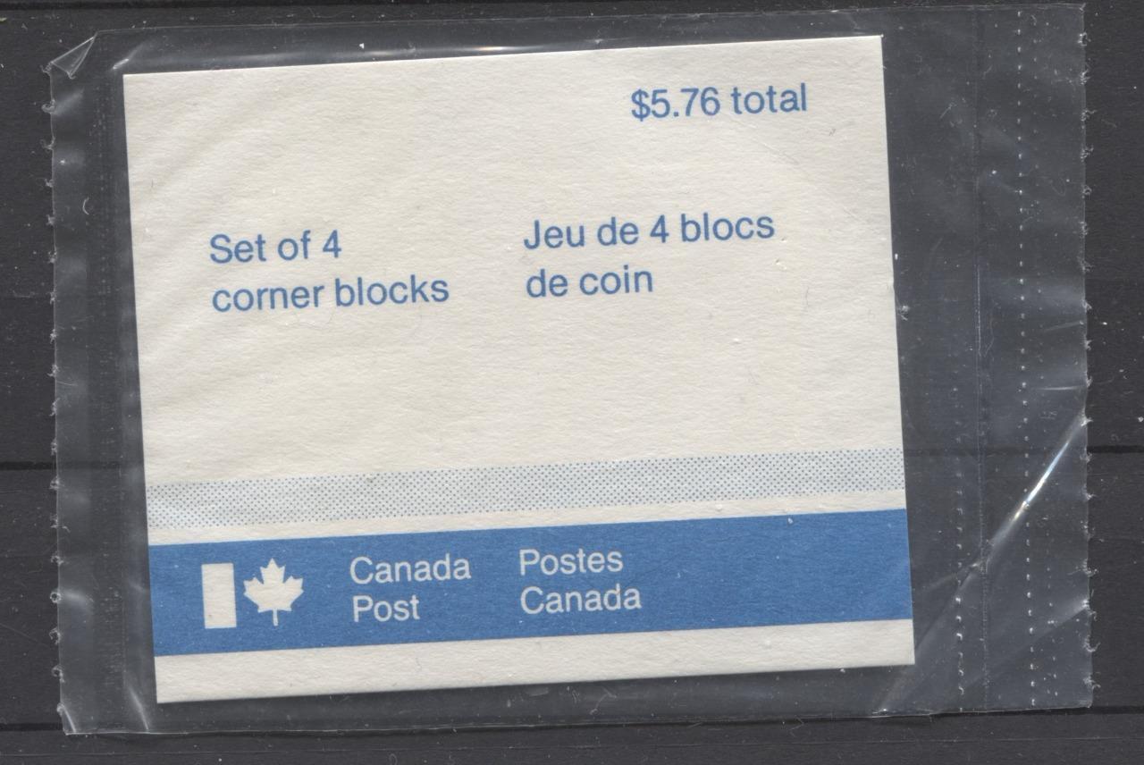 Canada #926A (SG#1162) 36c Plum Queen Elizabeth II 1982-1987 Artifacts Issue Vertical Wove Harrison Paper NF/DF-fl Pale Yellow Tagging, Sealed Pack of Corner Blocks VF-80 NH Brixton Chrome 